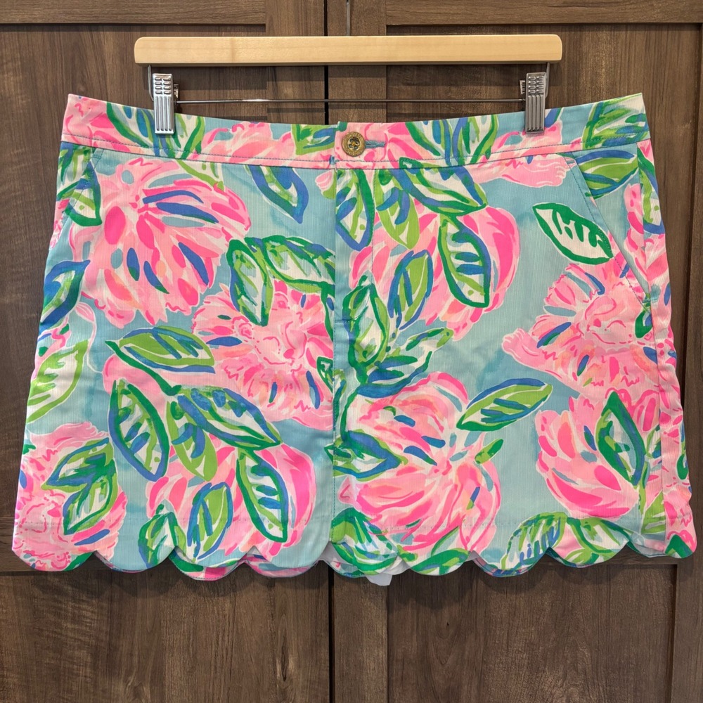 NWT Lilly Pulitzer Colette Skort Totally Blossom Floral Scallop Hem Size 16